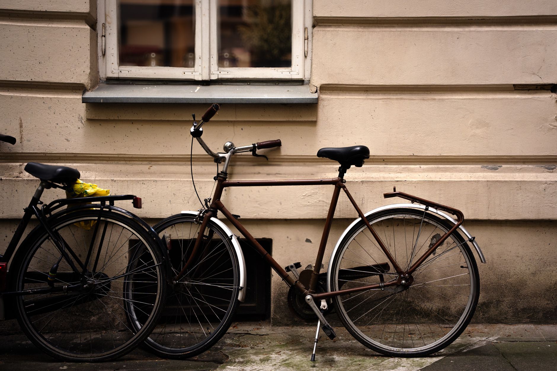 Close-up of a bicycle mudguard fitted for winter cycling in UK conditions